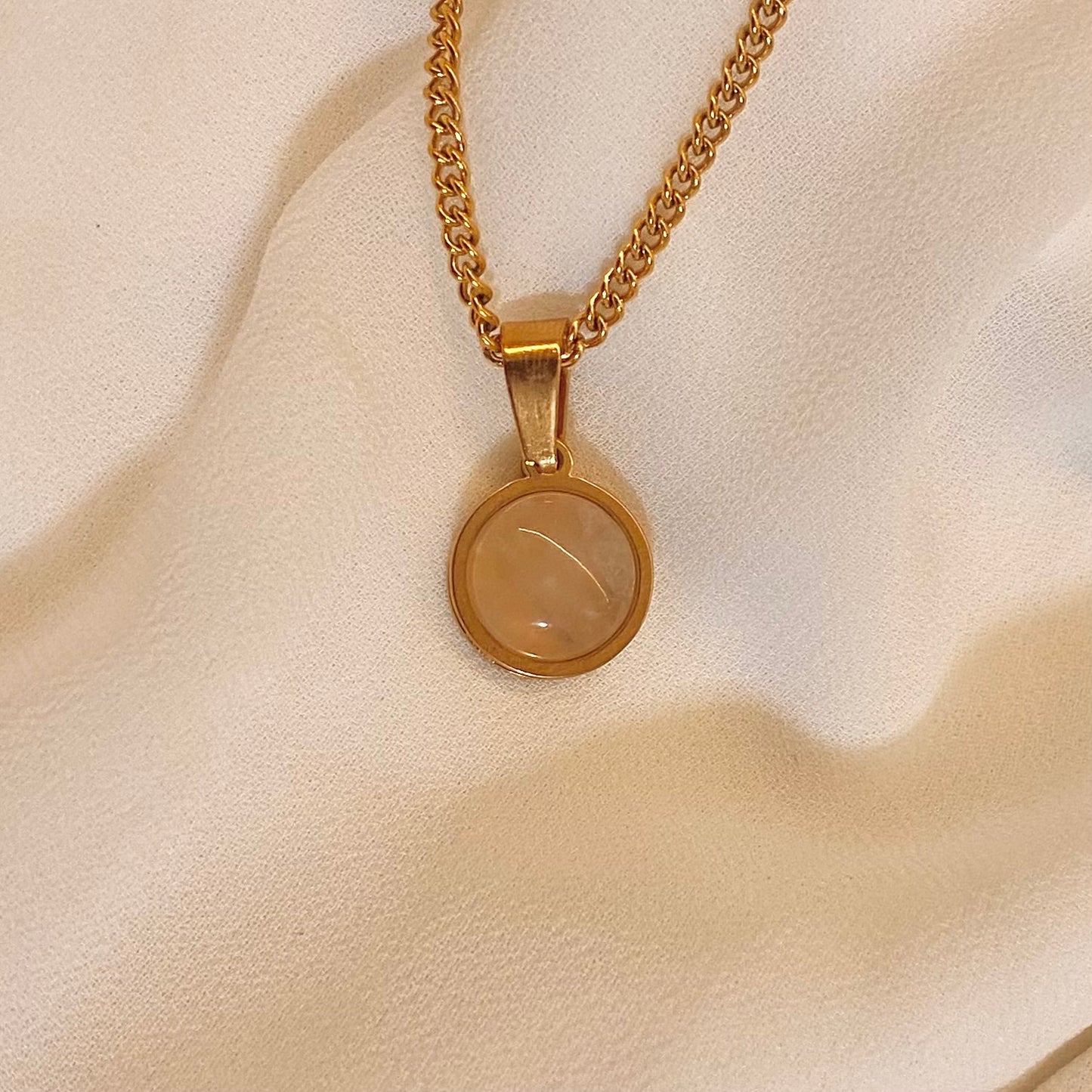 Nadir Necklace | Rose Quartz | Stainless Steel