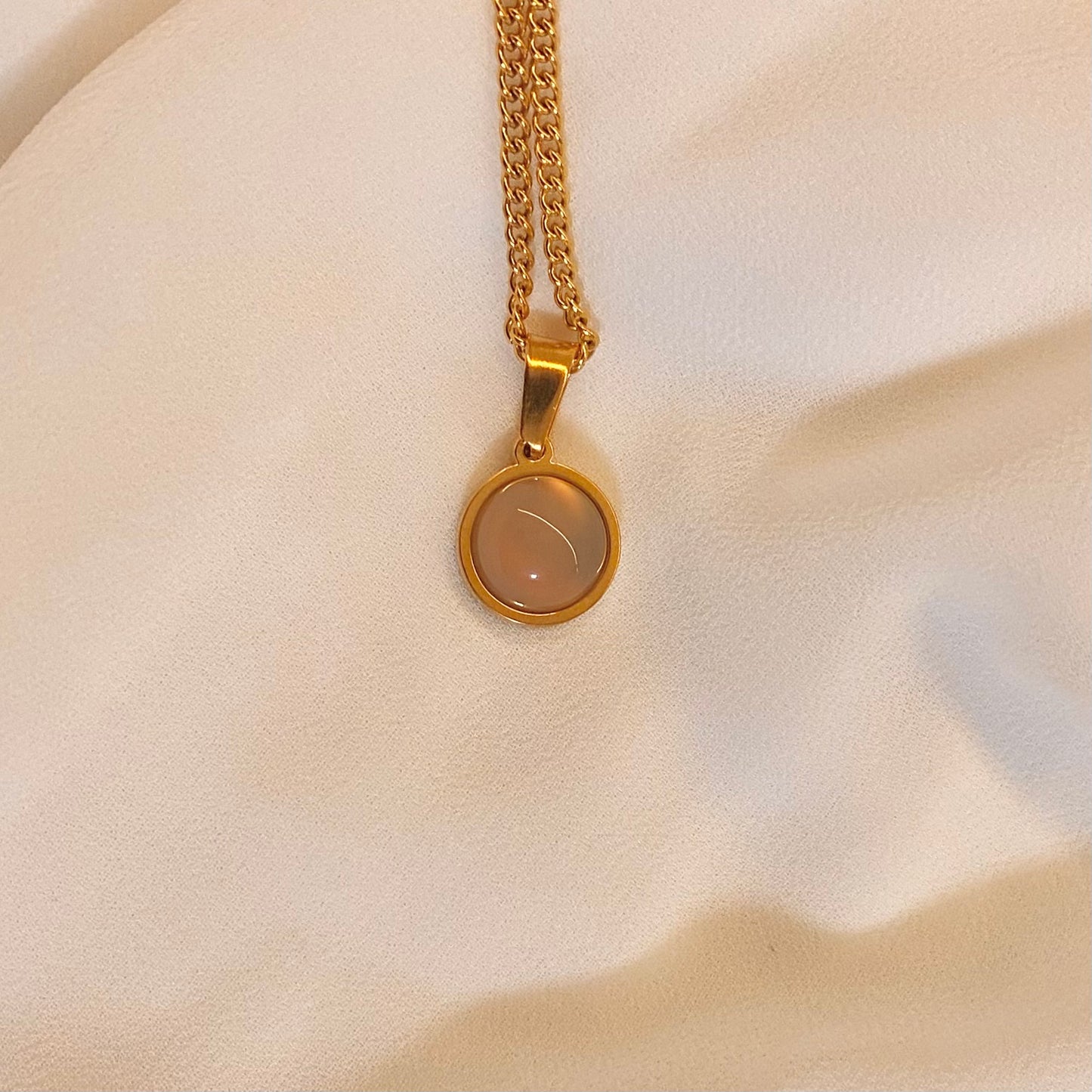 Nadir Necklace | Grey Agate | Stainless Steel