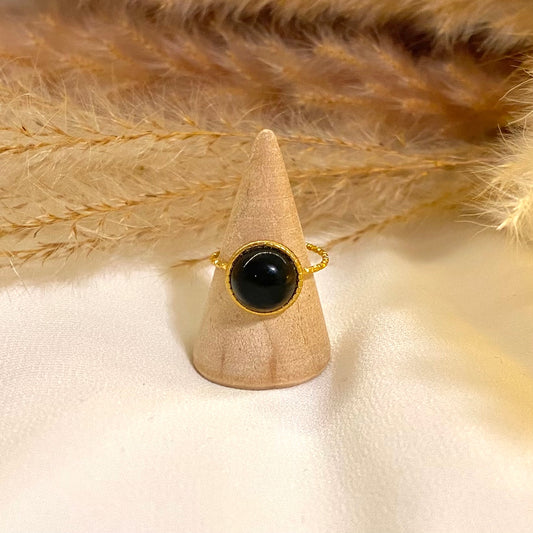 Nyra | Black Agate | Adjustable Ring