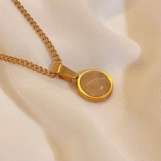 Nadir Necklace | Rose Quartz | Stainless Steel