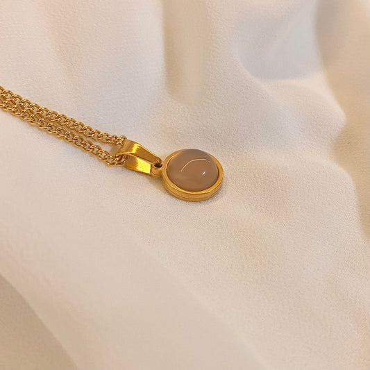 Nadir Necklace | Grey Agate | Stainless Steel