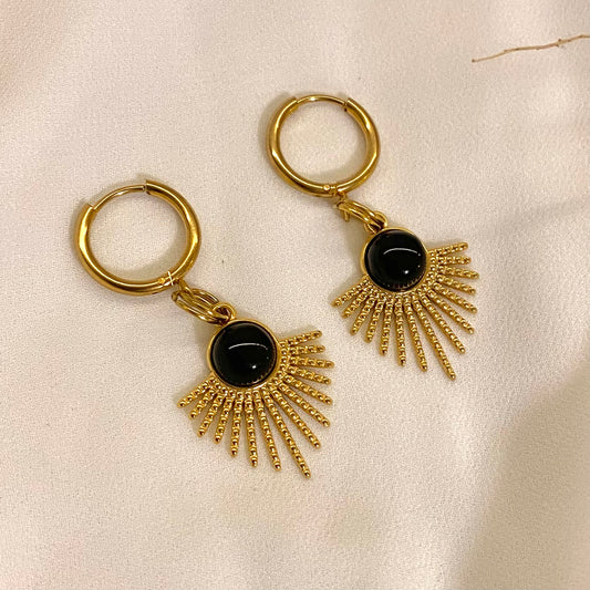 Solara Earrings | Black Agate