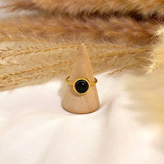 Saraya | Black Agate | Adjustable Ring